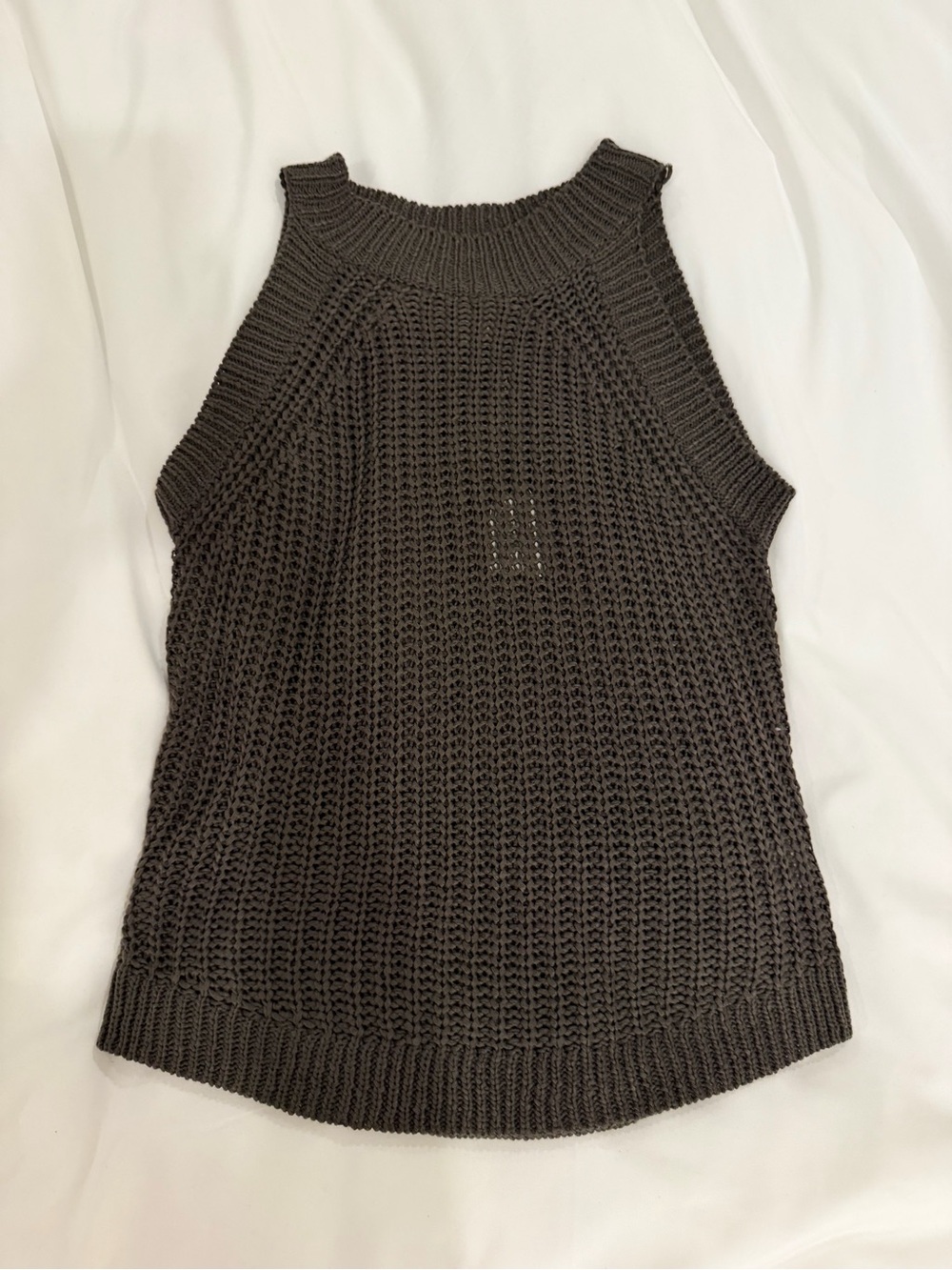 Wishlist Open-Knit Sleeveless Tank Top - Dark Brown